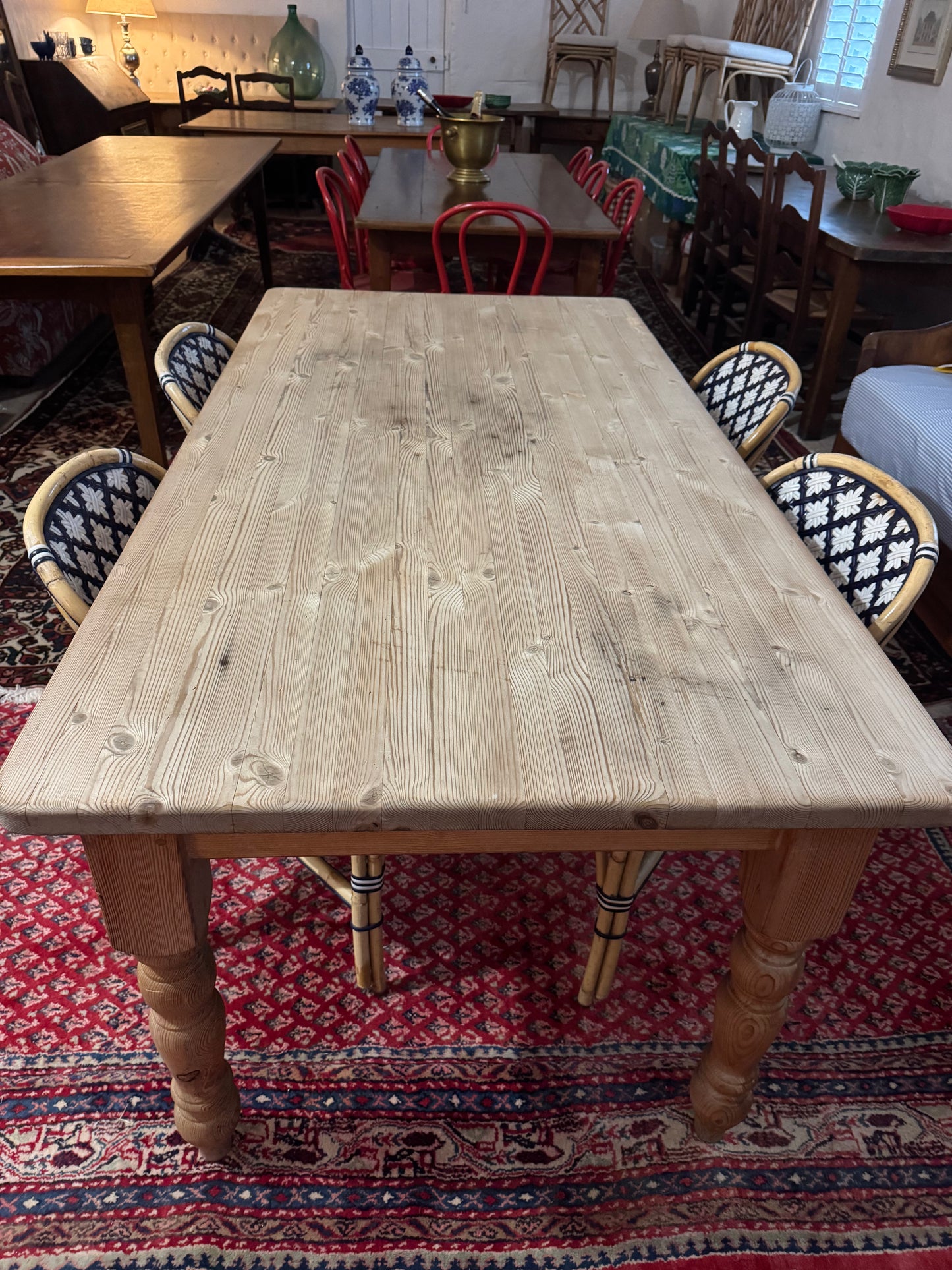 Raw pine farmhouse table imported from England