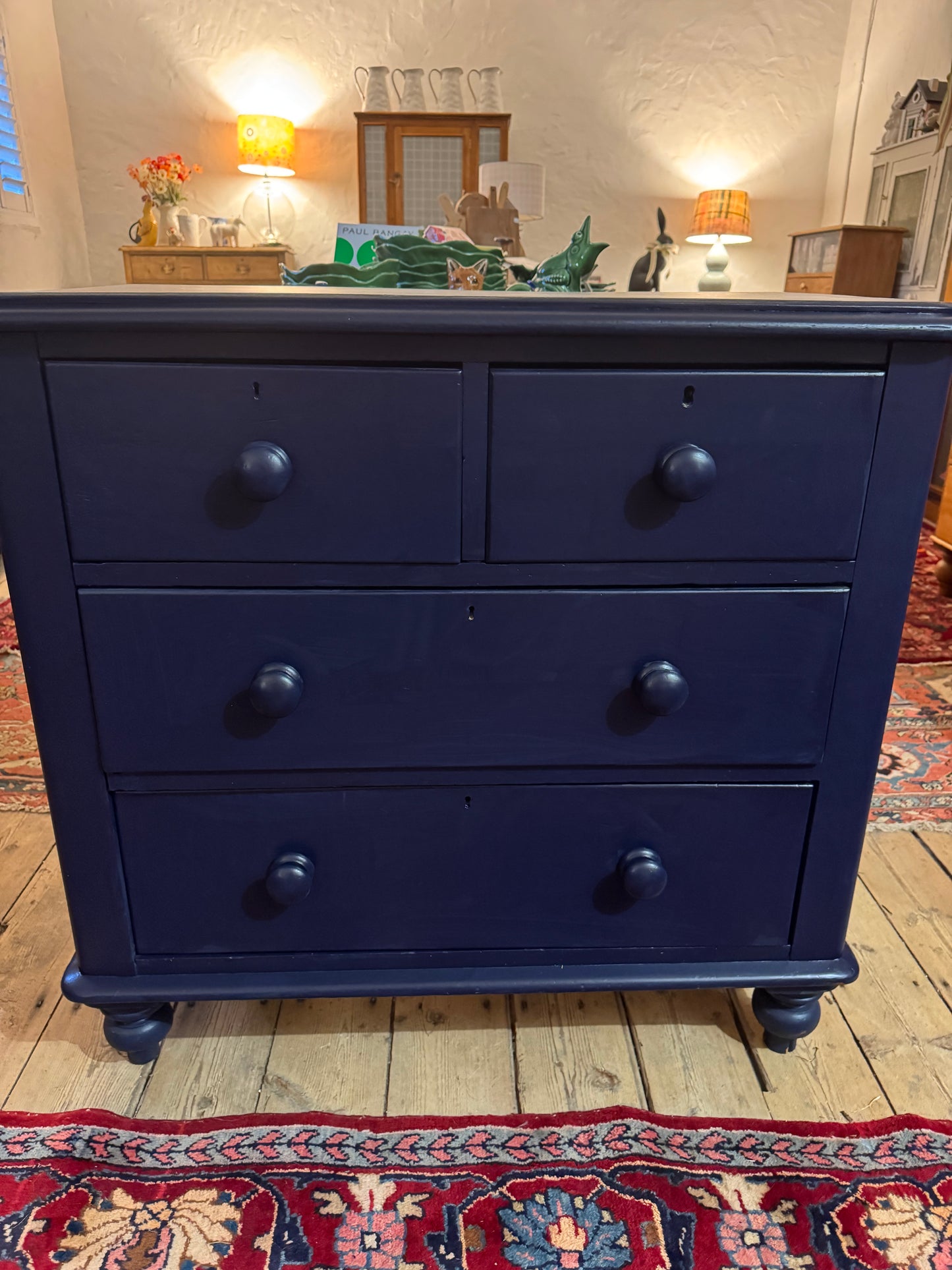 Victorian chest of drawers painted navy