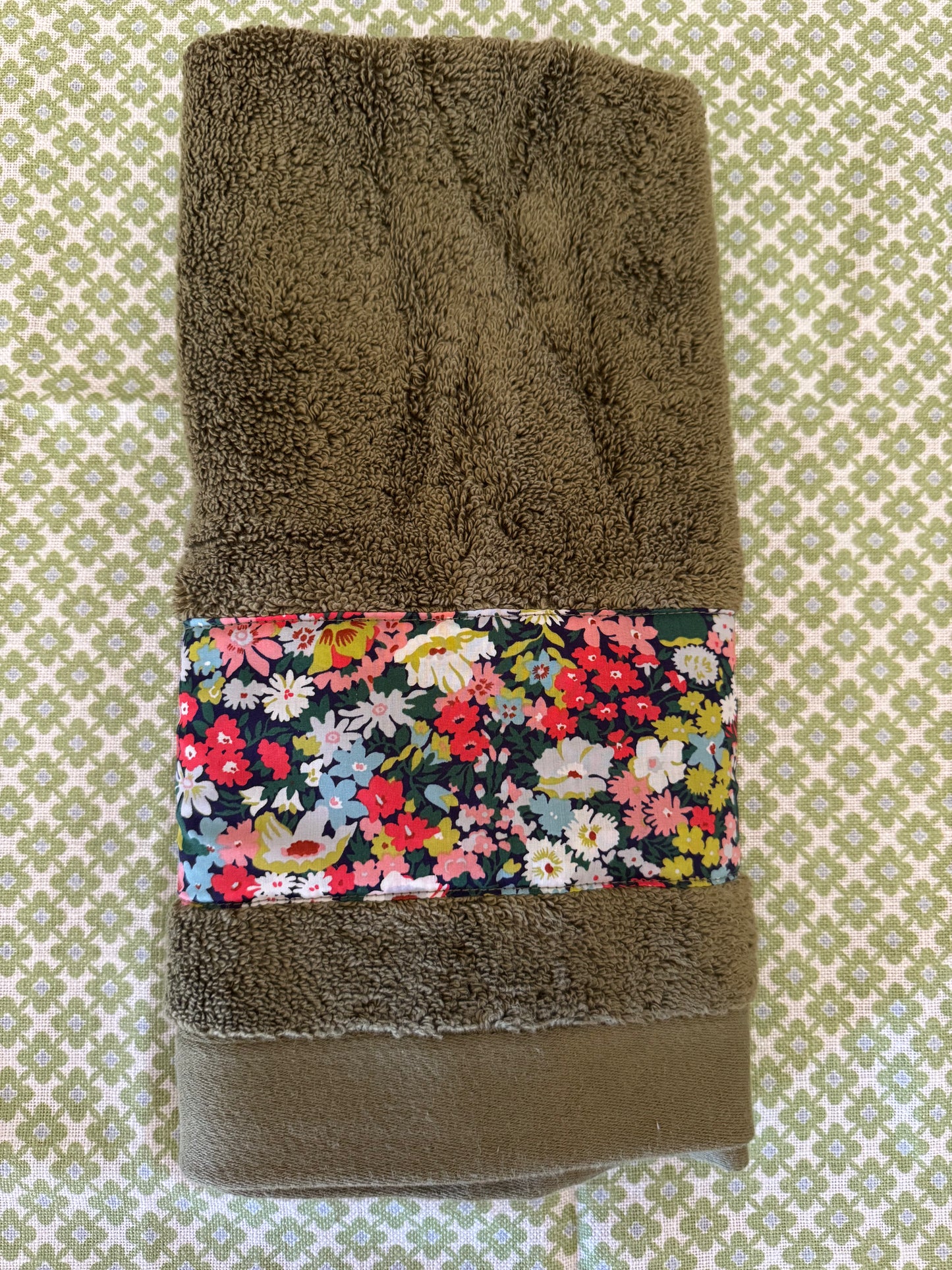 Liberty hand towel green with Thorpe liberty