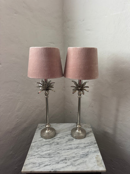 Pale pink velvet lamp shade