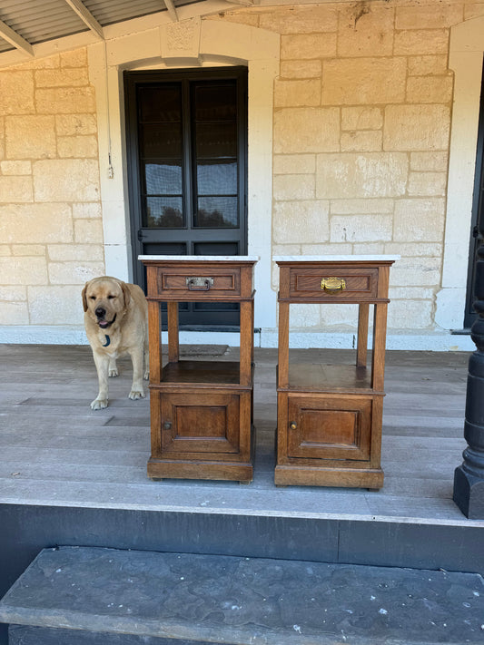 Pair of antique French oak bedsides