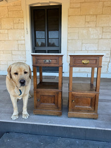 Pair of antique French oak bedsides