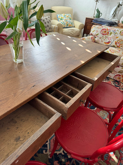 French oak farmhouse table with 3 drawers