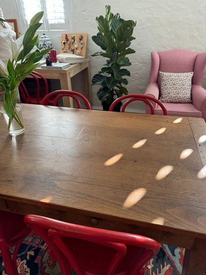 French oak farmhouse table with 3 drawers
