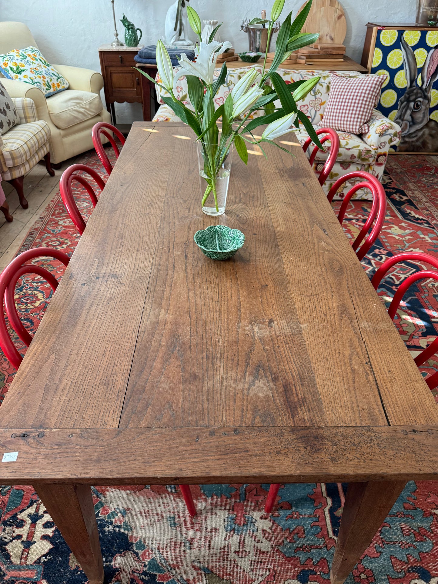 French oak farmhouse table with 3 drawers