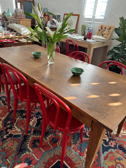 French oak farmhouse table with 3 drawers
