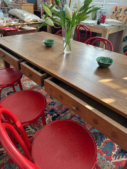 French oak farmhouse table with 3 drawers