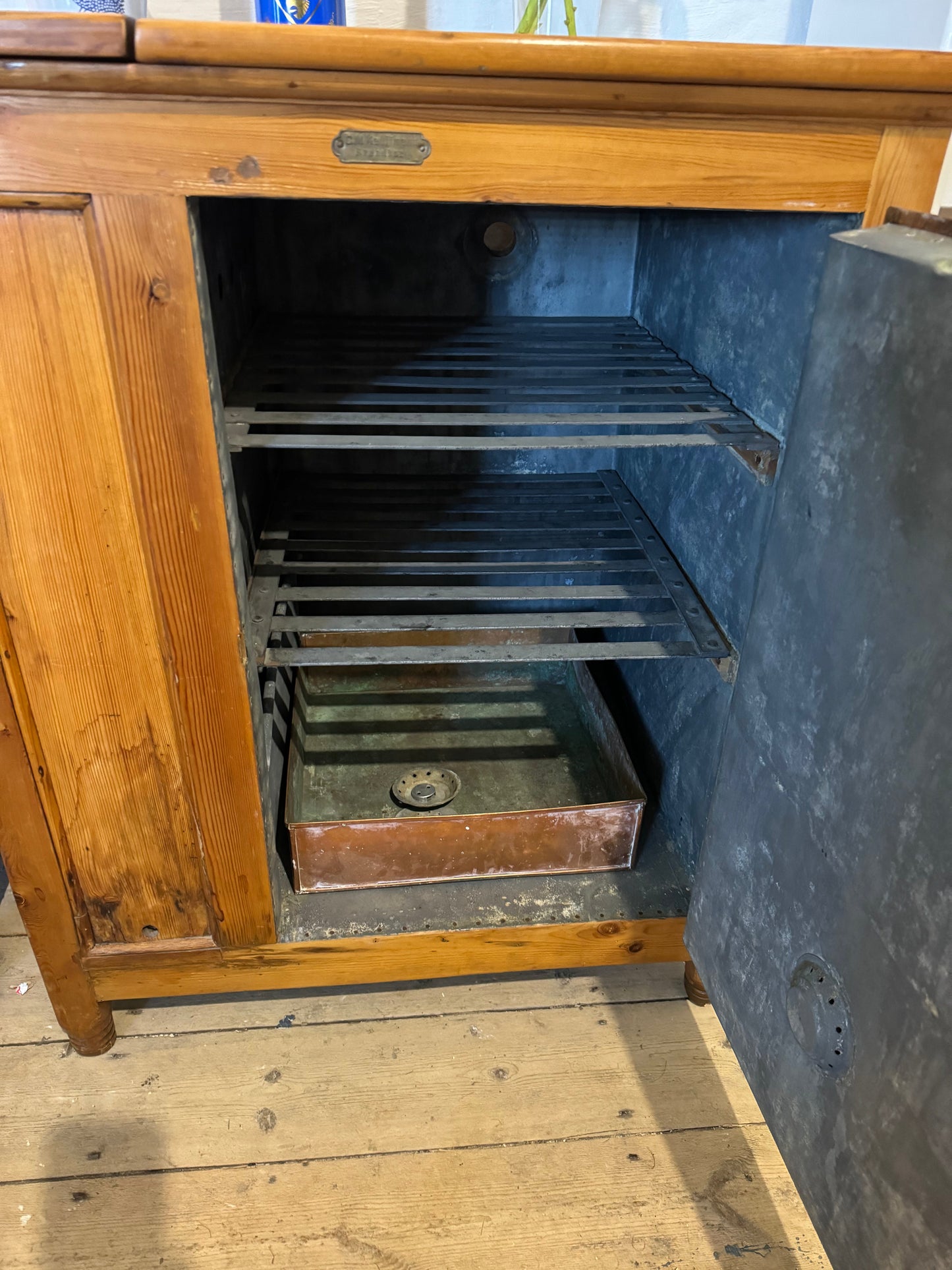 Antique Danish pine ice box