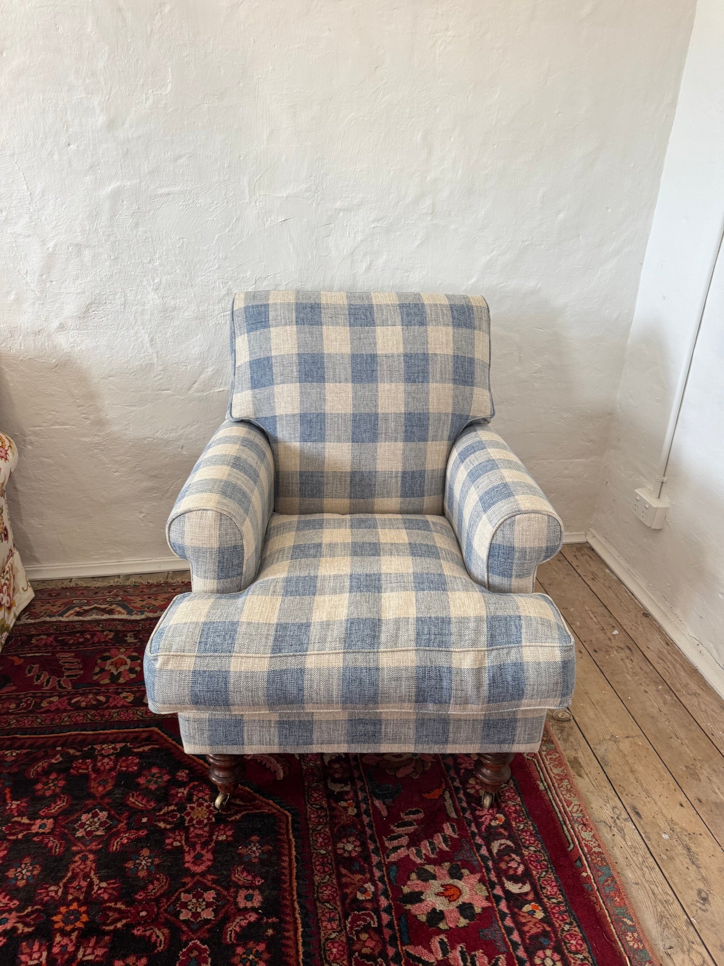 Superb reupholstered armchair Warwick fabric