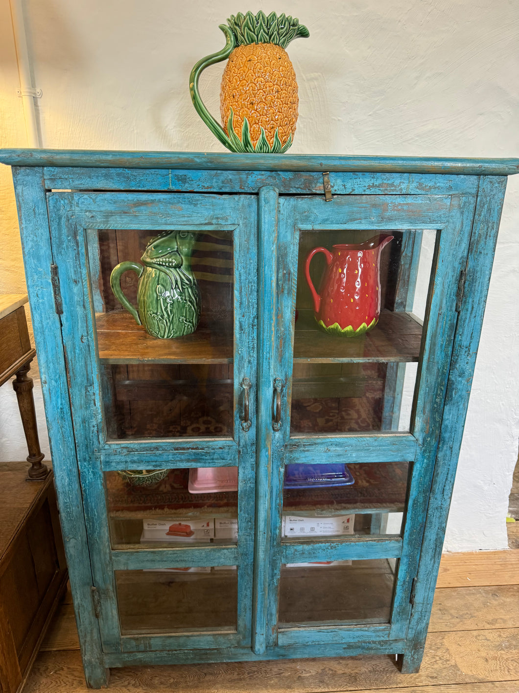 Blue vintage glass cabinet