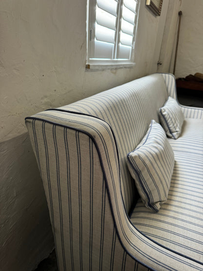 Hamptons style striped  three seater sofa