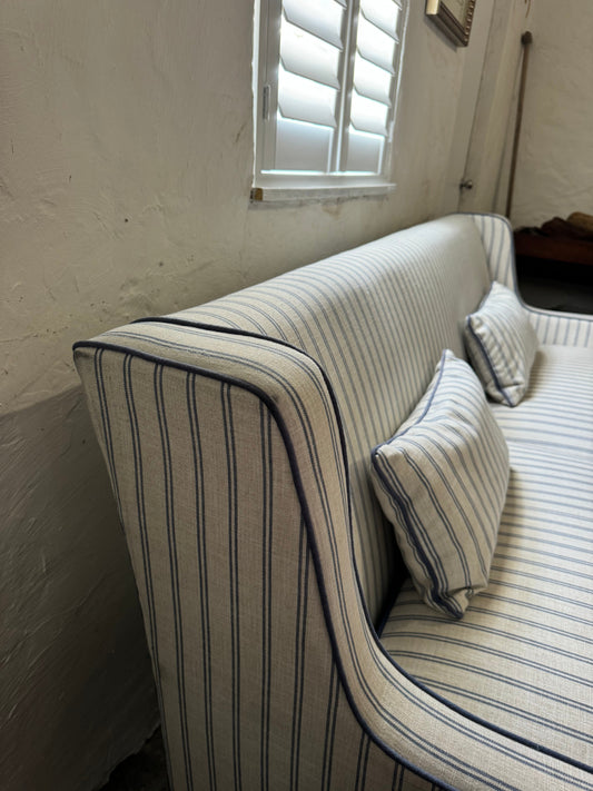 Hamptons style striped  three seater sofa