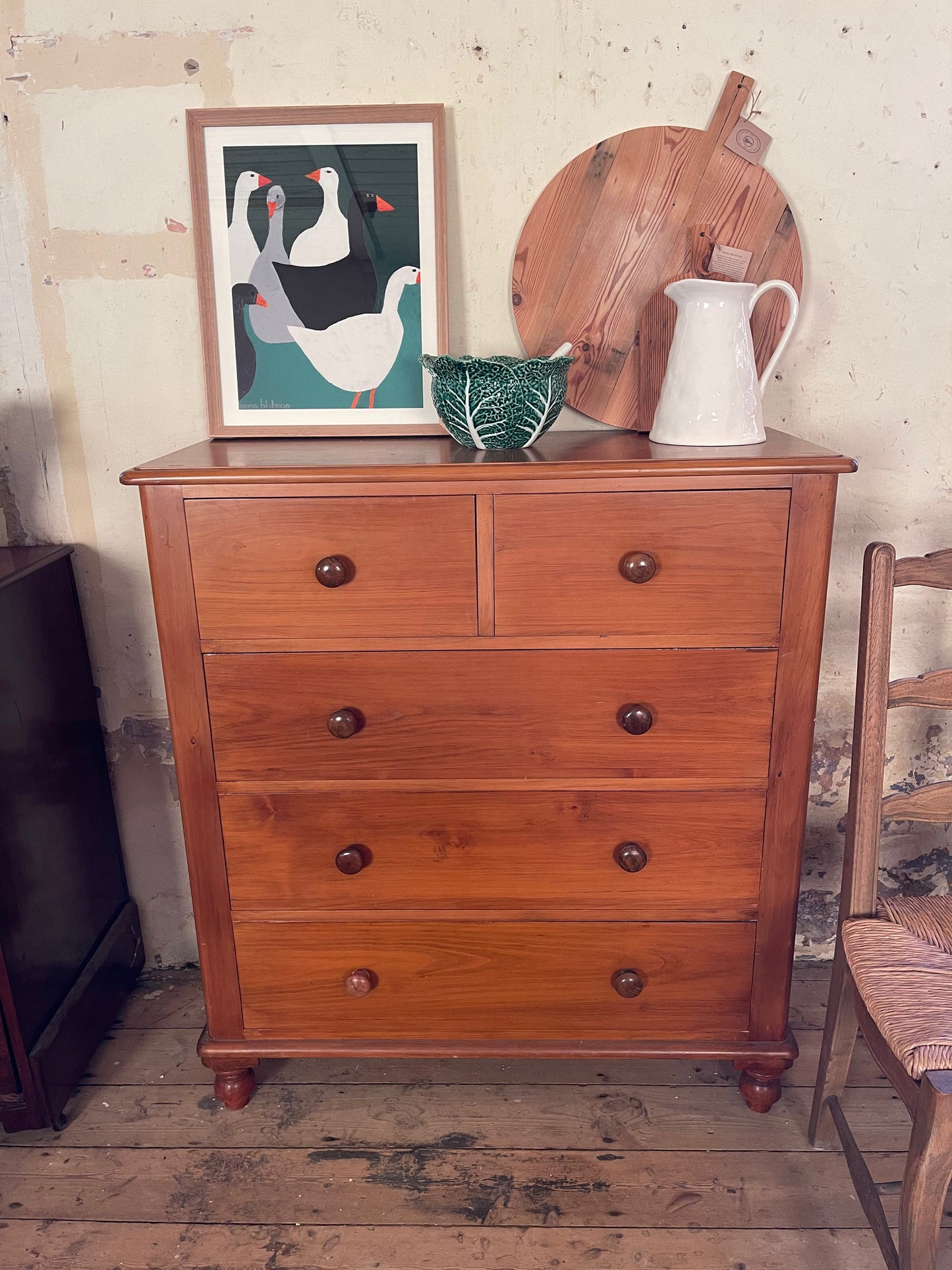 Large pine chest of drawers