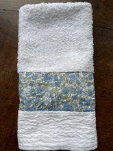 Load image into Gallery viewer, Hand towel with Liberty fabric Poppy &amp; Daisy blue
