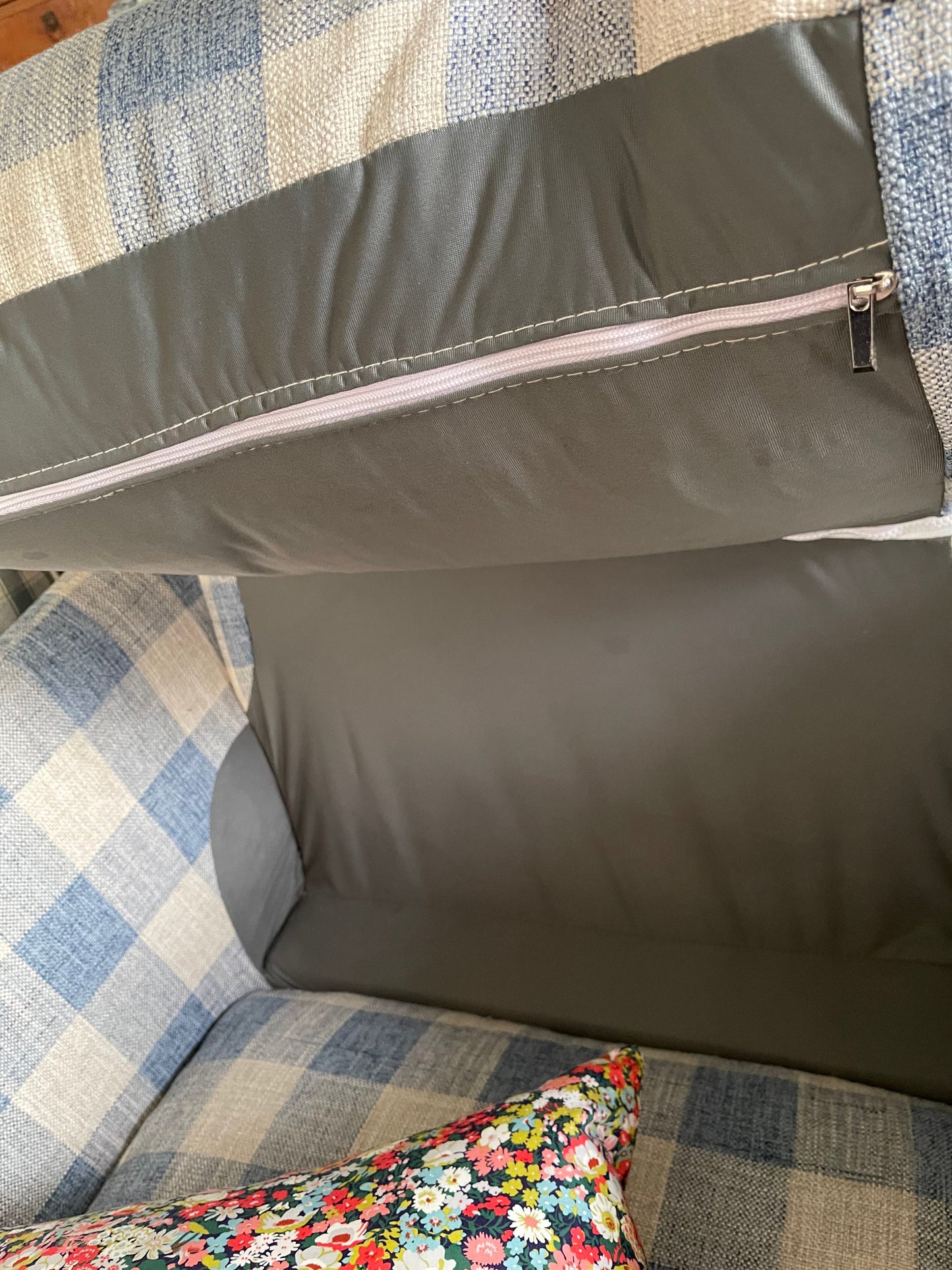 Armchair upholstered in Warwick check fabric