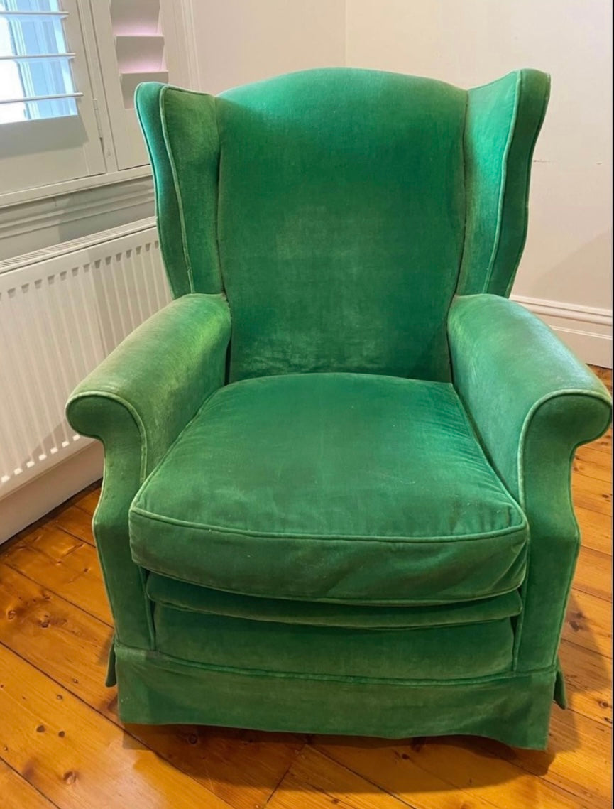 Green velvet chair