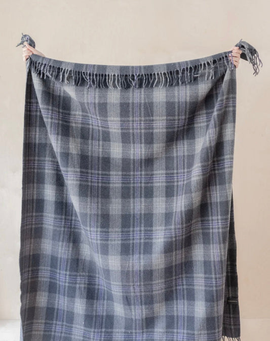 Wool Blanket Persevere Flint Grey Tartan