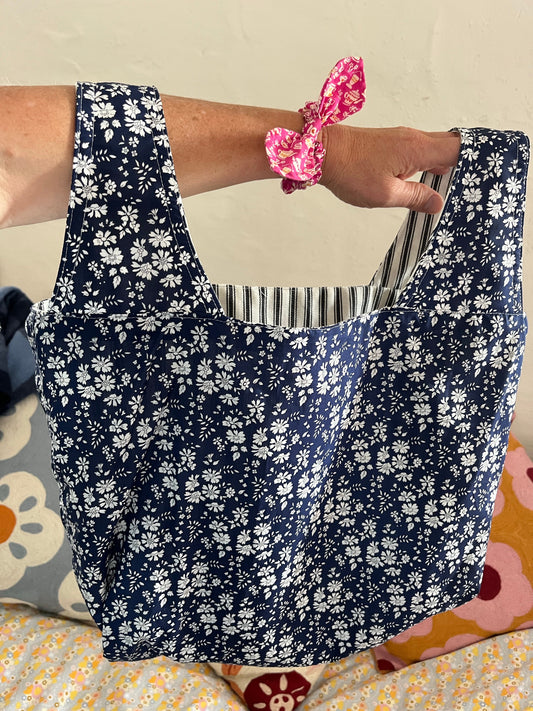 Handmade liberty & ticking bag