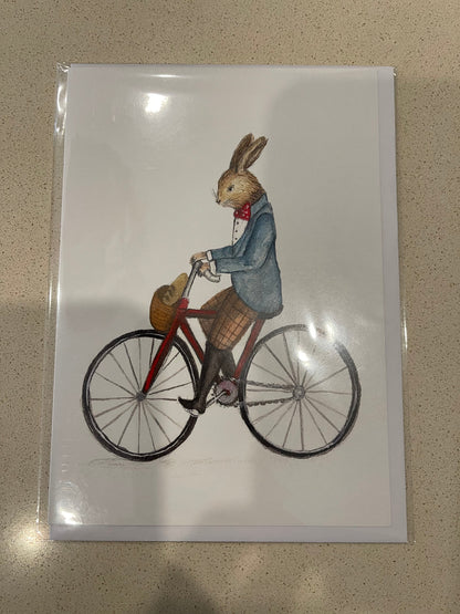 Hare on a bike card