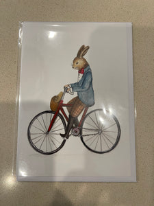Hare on a bike card