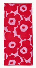 Load image into Gallery viewer, Marimekko bath towel Unikko pink &amp; red
