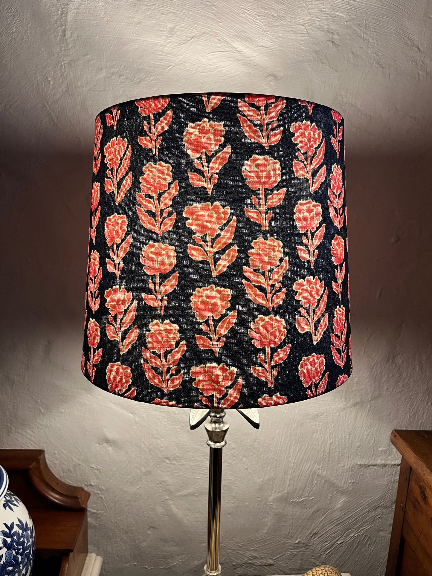 Anna Spiro lamp shade in Marigold pink navy
