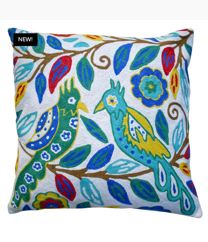 Eliza Piro Love Birds Cushion blue and green