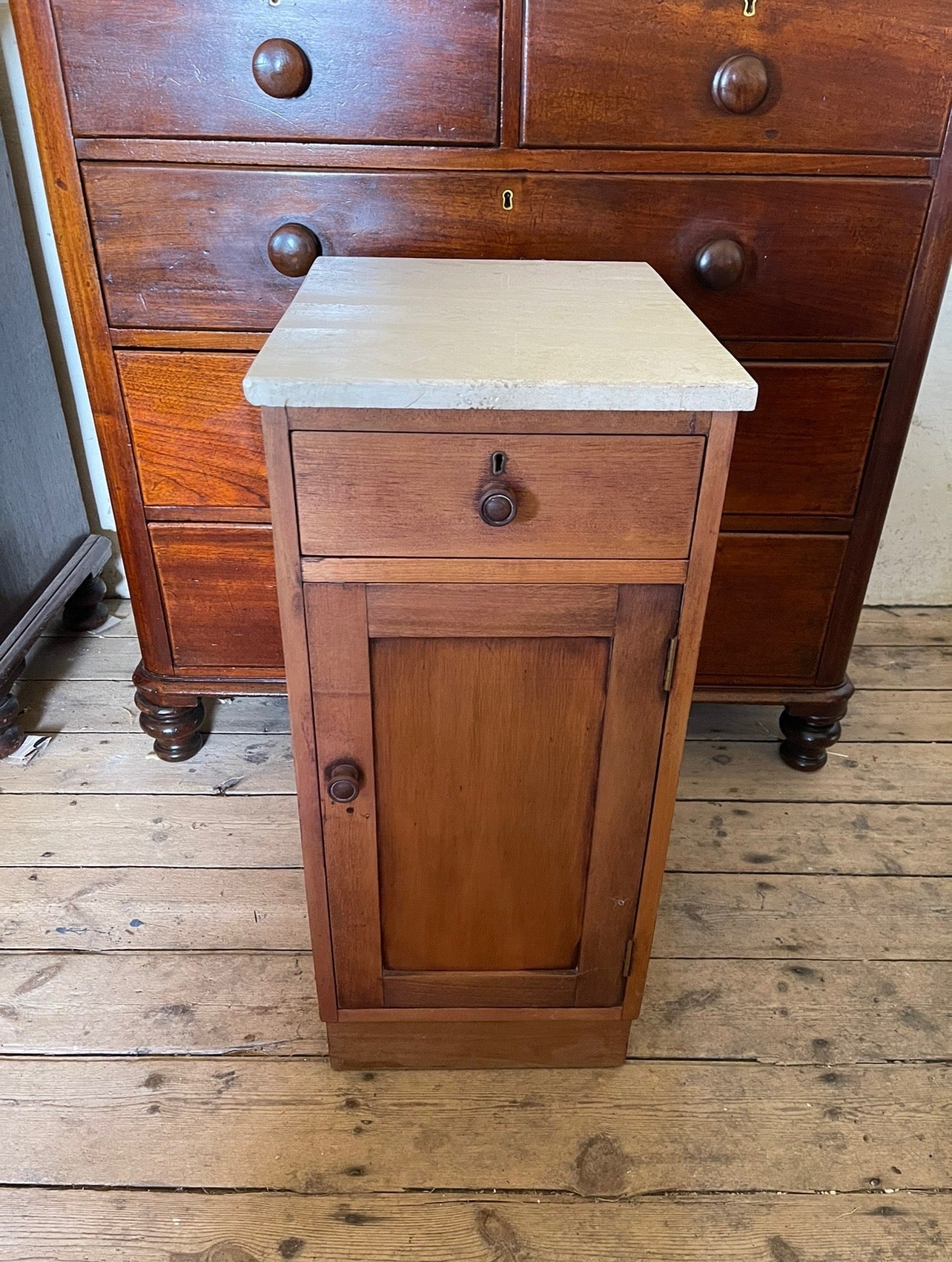 Sweet little marble topped bedside cabinet