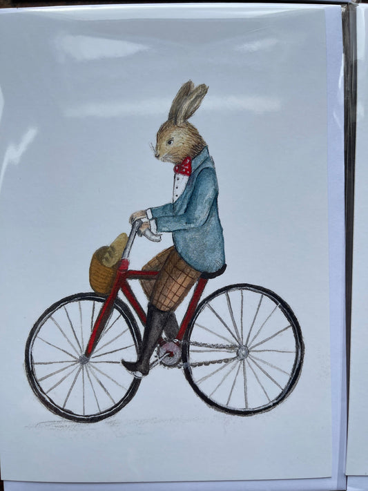 Hare on a bike card
