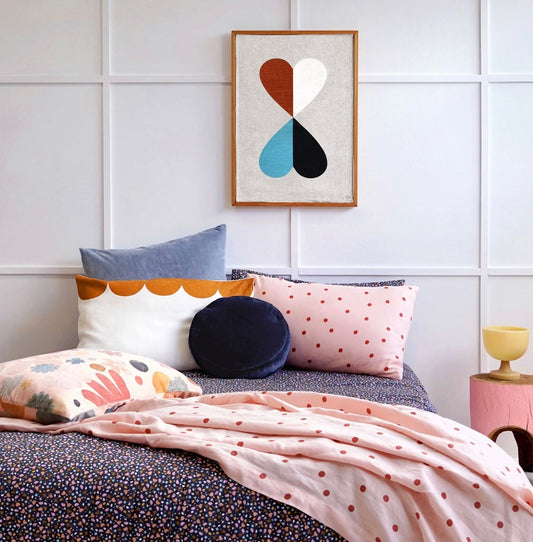 Blush linen spot pillowcase