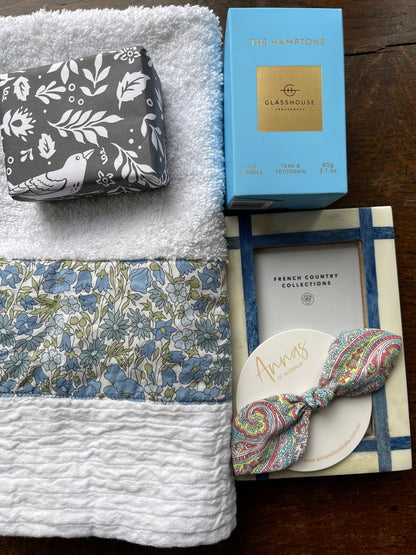 Hand towel with Liberty fabric Poppy & Daisy blue