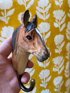 Wooden animal hook - horse