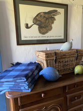 Load image into Gallery viewer, Wool Blanket Navy &amp; Blue Buffalo Check
