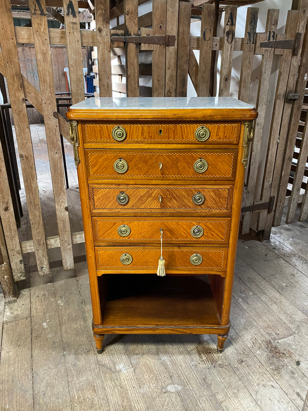 French walnut & marquetry commode
