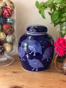 Ginger jar with guinea fowls