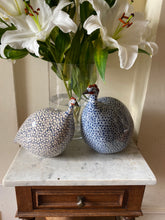 Load image into Gallery viewer, French ceramic guinea fowl white &amp; navy MEDIUM

