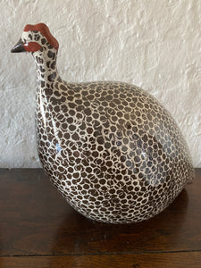 French ceramic guinea fowl black and white LARGE