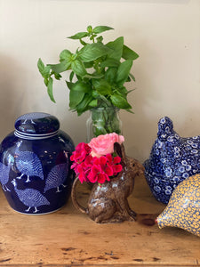 Ginger jar with guinea fowls