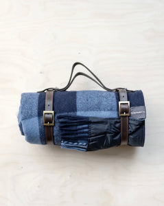Wool Picnic Blanket with leather strap