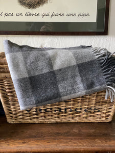 Wool Blanket Grey & Charcoal Buffalo Check
