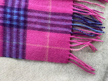 Load image into Gallery viewer, Woollen scarf 100% merino wool raspberry pink &amp; blue
