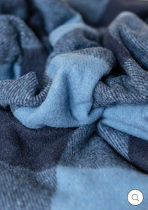 Wool Blanket Navy & Blue Buffalo Check