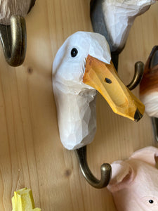 Wooden animal  hook - duck