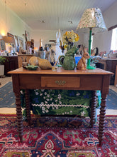 Load image into Gallery viewer, Antique hall table with bobbin legs and a drawer
