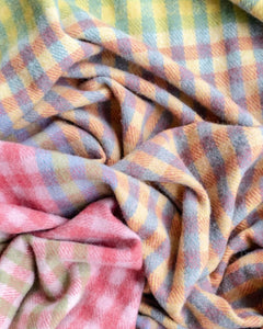 Wool blanket Lime Block Micro Gingham loop