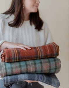Wool Blanket Persevere Flint Grey Tartan