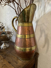 Load image into Gallery viewer, French antique jug copper with brass banding
