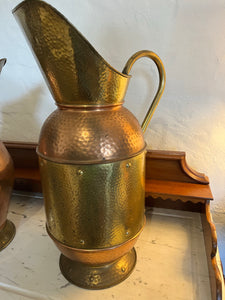 Antique French copper and brass jug
