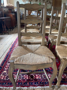 Set of 10 French Provincial ladder back chairs