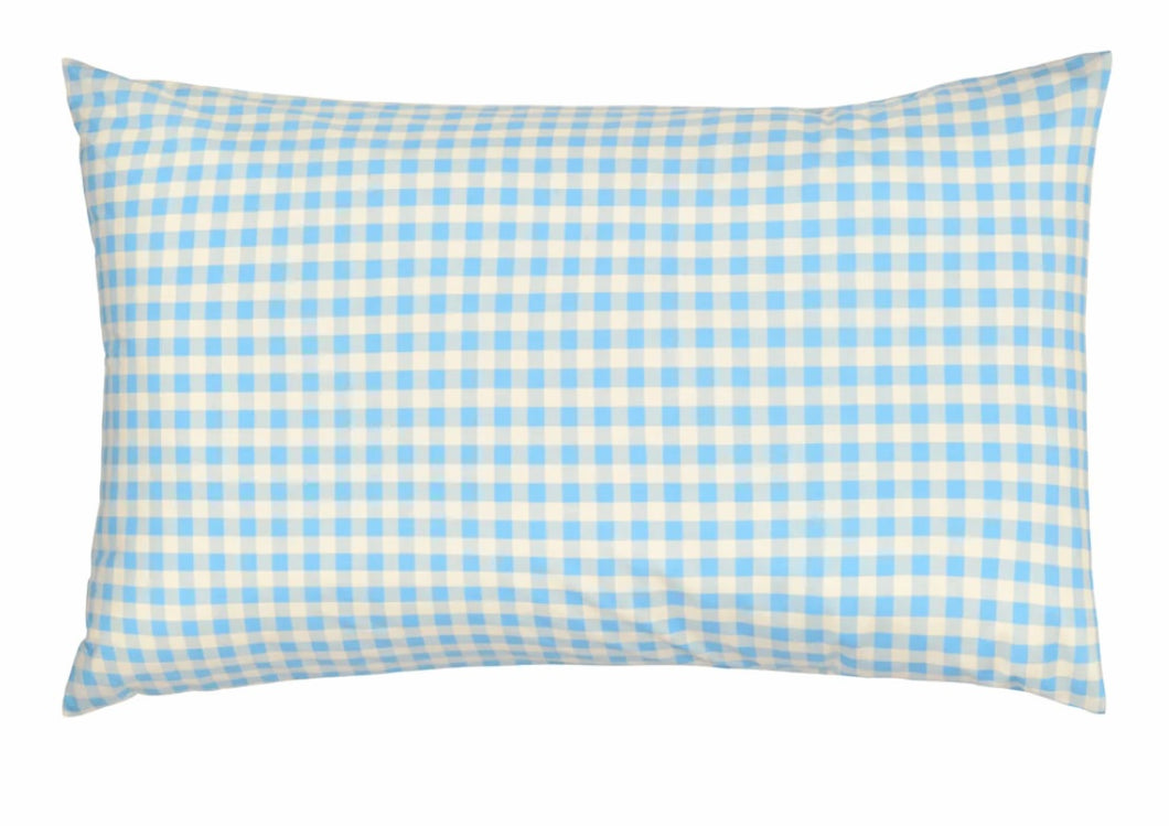 Baby blue gingham pillow case